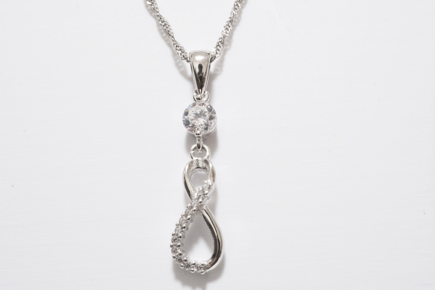Infinite Necklace with Small Round CZ with a box chain