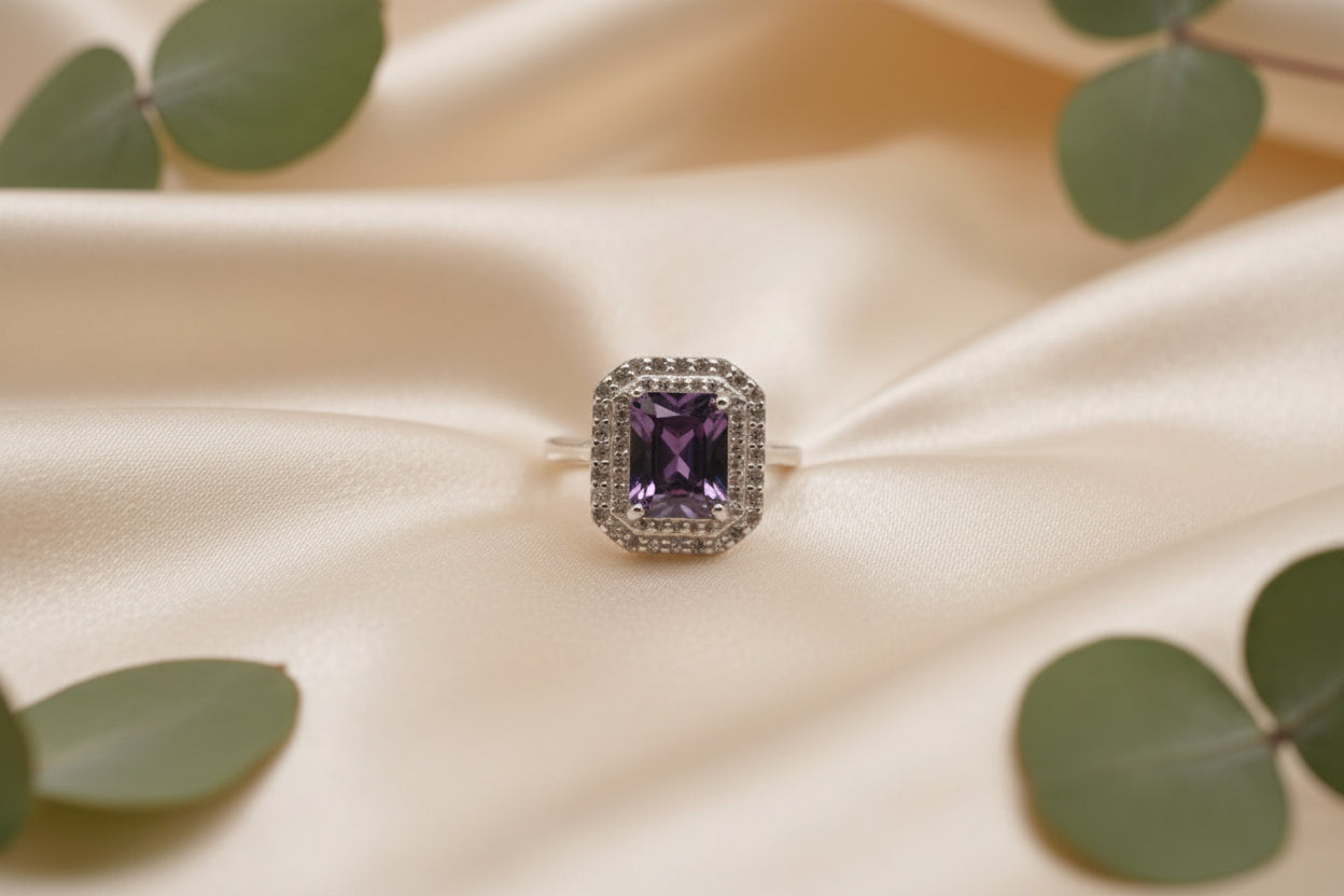Sterling Silver Ring with Purple Gemstone