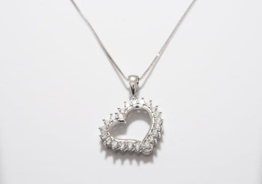 Heart Necklace with Small Round CZ with Box Chain