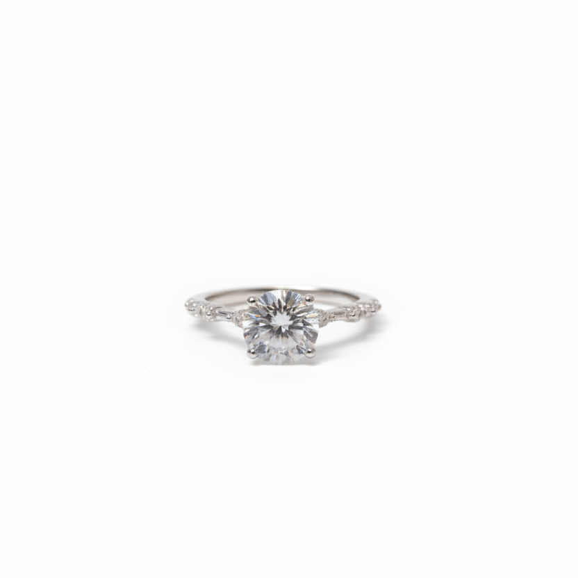 925 Silver Ring with Round Center CZ