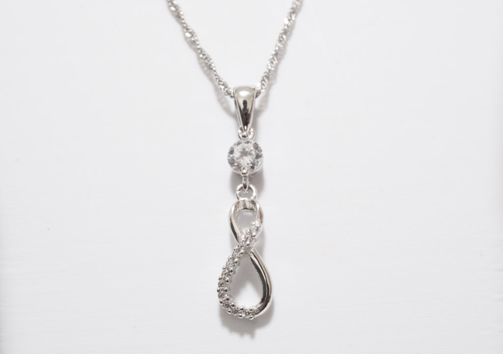 Infinite Necklace with Small Round CZ with a box chain