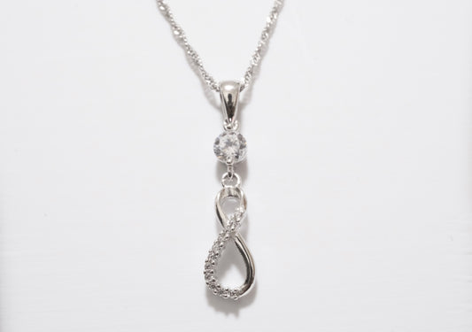 Infinite Necklace with Small Round CZ with a box chain
