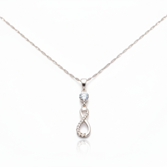 Infinite Necklace with Small Round CZ with a box chain