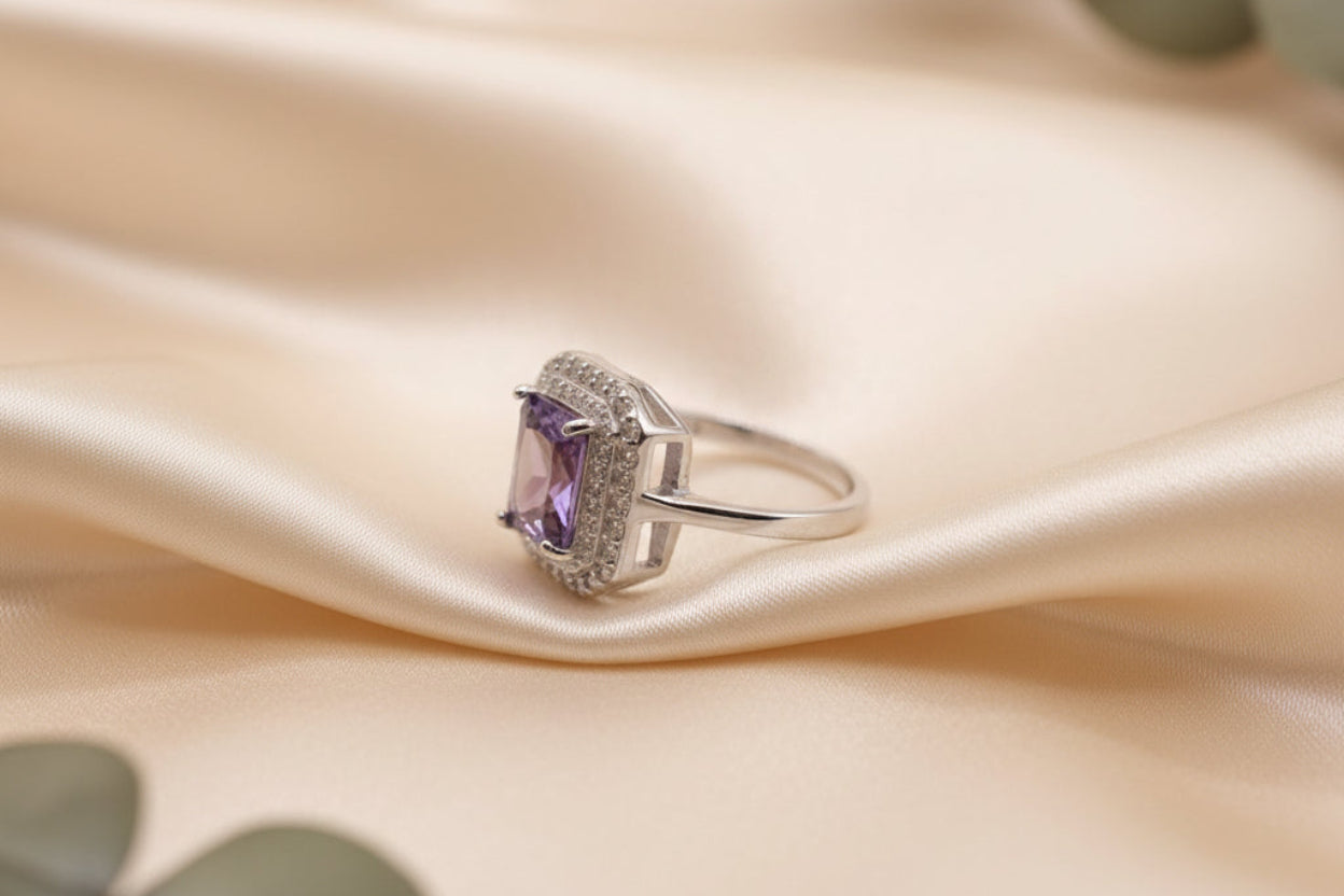 Sterling Silver Ring with Purple Gemstone