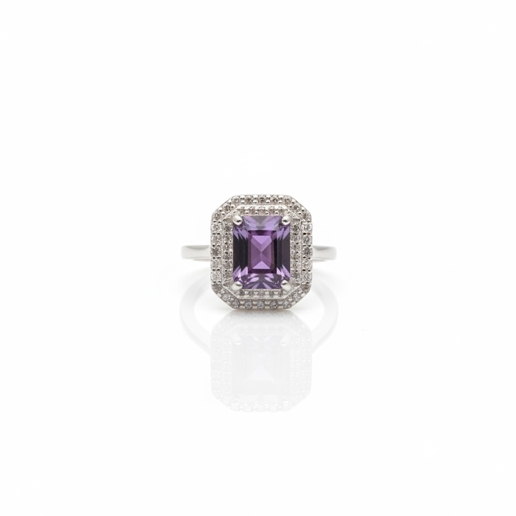 Sterling Silver Ring with Purple Gemstone